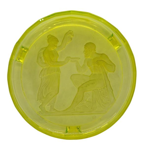 Uranium glass platter, ca. 1930, Curt Schlevogt Gablonz / Heinrich Hoffmann