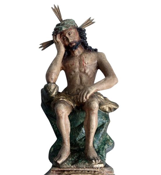 Christus in der Rast, Holz geschnitzt,  18/19. Jahrhundert