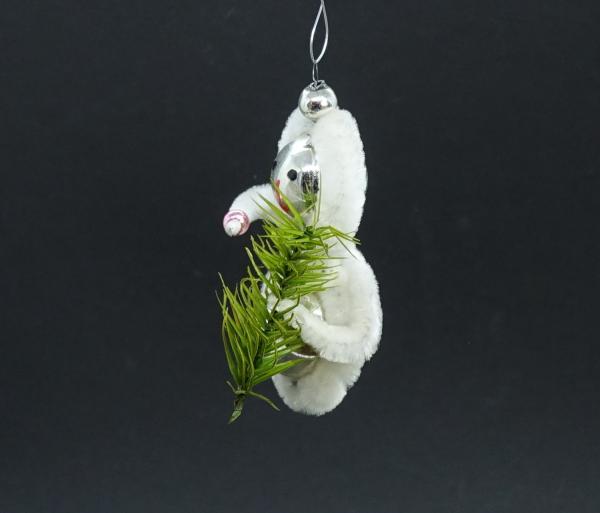 Glass Ornament with Chenille, Eskimo,  Gablonz Czechia, ~ 1960/1970