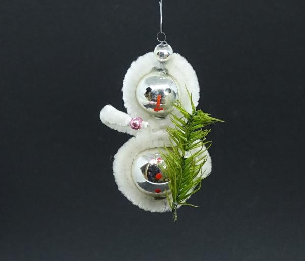 Glass Ornament with Chenille, Eskimo,  Gablonz Czechia, ~ 1960/1970