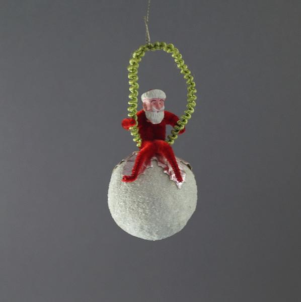 Chenille Santa on Spun Cotton Ball, ca. 1930