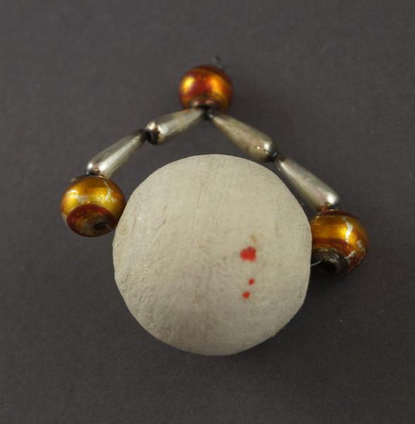 Spun cotton ball  with glass beads, ca. 1920