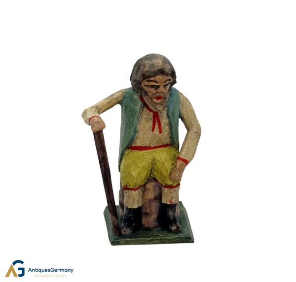 Grulicher Krippenfigur " Hirte bei der Rast " (7 cm)