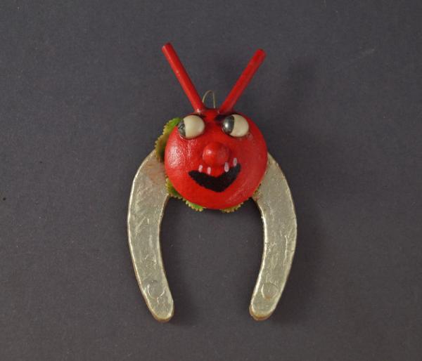 Cardboard Horseshoe with Devil / Krampus, ca. 1930