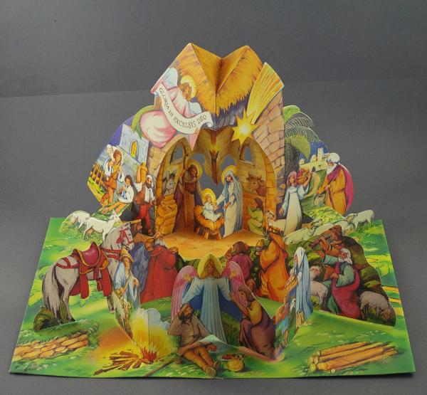 Cardboard Pop-up Nativity Scene  ~ 1970