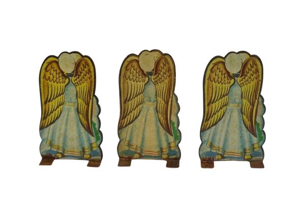 3 Angel with christmas tree, lithographed tin, ca. 1920