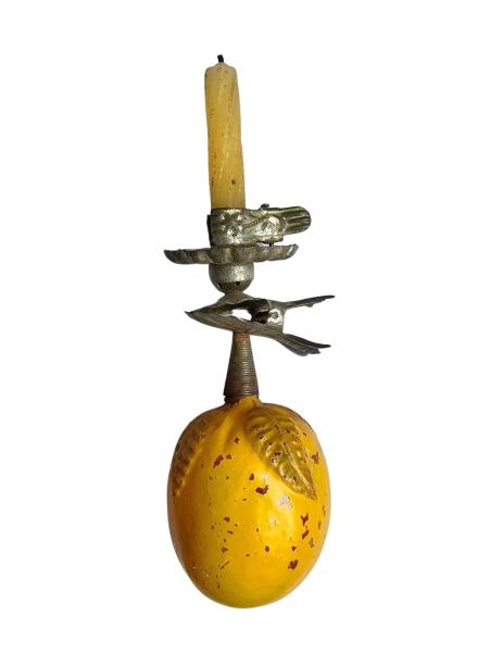 Kerzenhalter mit Glasornament Frucht, ~ 1930