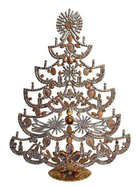 Free standing vintage rhinestone Christmas tree - Prong Set Stones, 33 cm