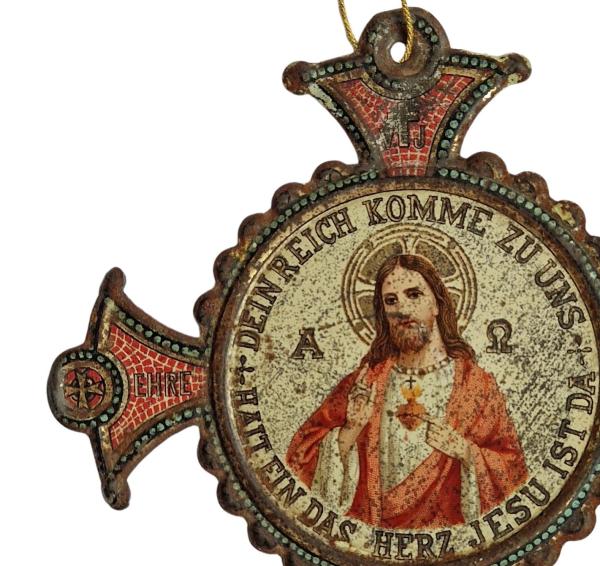 Heart of Jesus pendant made of metal, ~ 1880/1890