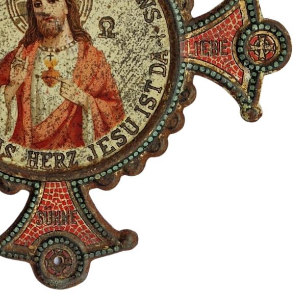 Heart of Jesus pendant made of metal, ~ 1880/1890