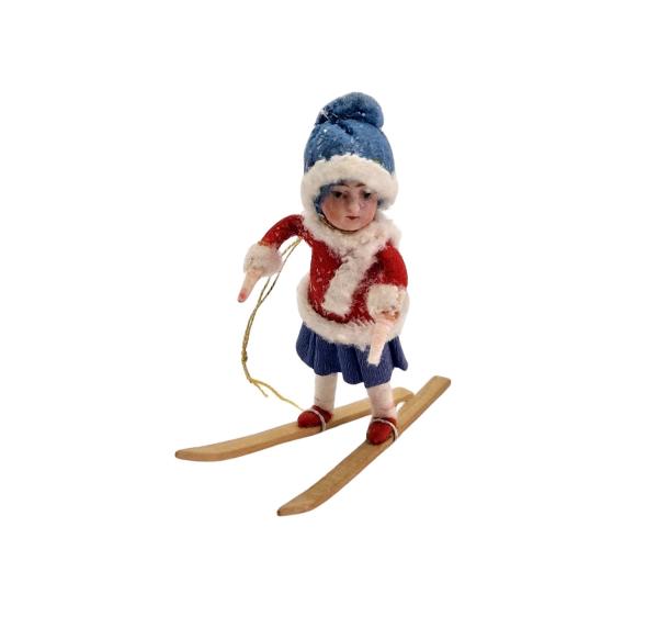 Heubach Spun Cotton Girl on Ski, ca. 1910