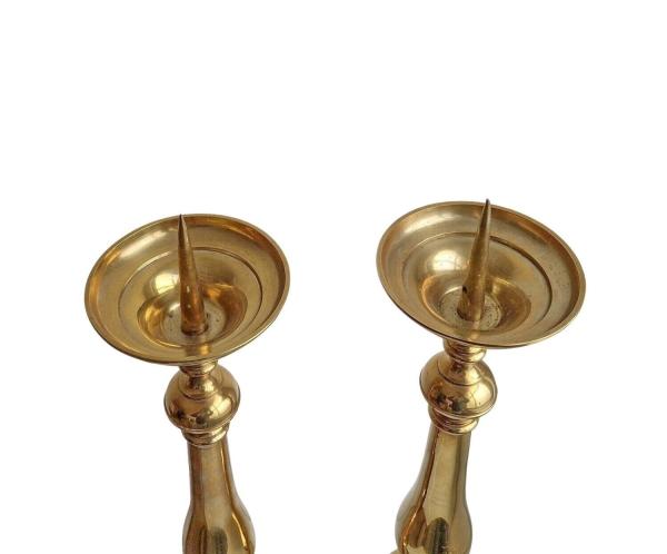 Pair of altar candlesticks, candlesticks / gold-plated brass ~ 1900