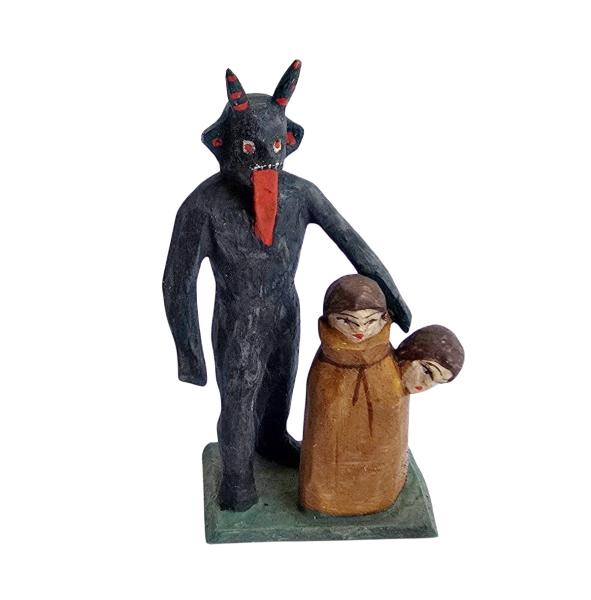 Grulich Devil / Krampus holding sack with children  (7 cm)