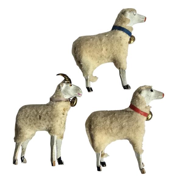 3 German putz wooly sheep, ~ 1930