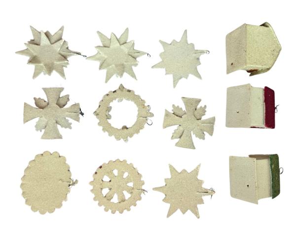 12 Cardboard ornaments, ca. 1930