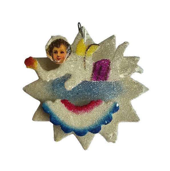 Cardboard ornament angel with venetian dew, ~ 1930