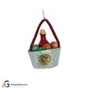 Cardboard basket with bottle and fruits, ~ 1920